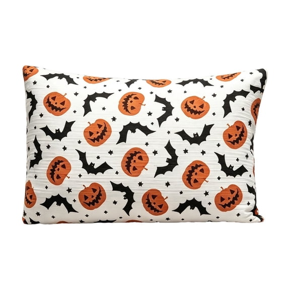 Tepsmf Halloween Pumpkin Ghost Lumbar Pillow Cover 11.8x19.7 IN Rectangle Decorative Cushion Case for Fall Home Sofa Decor