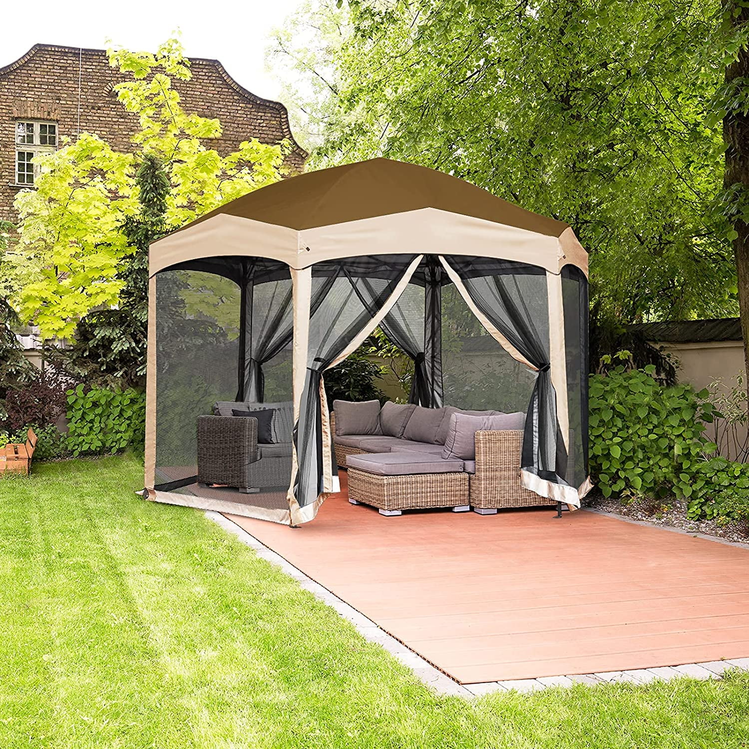 EAGLE PEAK Quick Setup Patio Gazebo Tent 12 x10 w Mosquito Netting for Outdoors Walmart