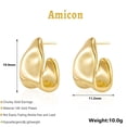 thumbnail image 3 of Pendientes Amicon chapados en oro de 14 quilates para mujer, gruesos, 3 of 6