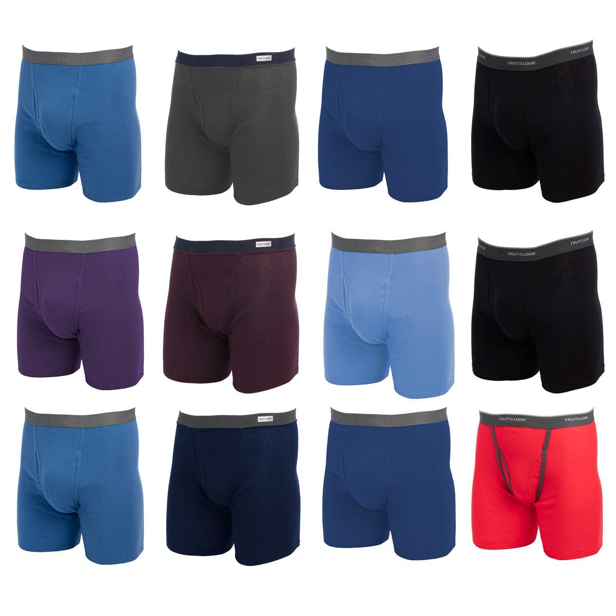 10 Pack Fruit Of The Loom Tag-free Boxer Briefs Blue Gray Red Black XL X-LARGE 