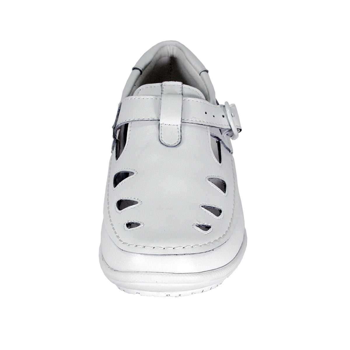 24 HOUR COMFORT Maris Women Wide Width Casual Leather Loafer with Adjustable Buckle Strap WHITE 8