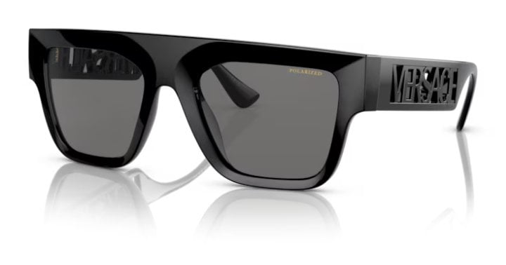 Versace VE 4430U Plastic Unisex Rectangle Polarized Sunglasses Black 53mm Adult