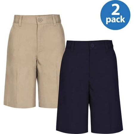 REAL SCHOOL Boys Flat Front Shorts School Uniform Approved 2-Pack Value Bundle