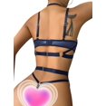 thumbnail image 3 of Sexy Pu Leather Strappy Underwire Garter Belt Lingerie Set, 3 of 5