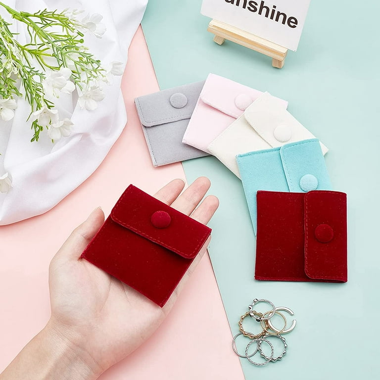 Custom Red Microfiber Jewelry Pouch Bag Velvet Envelope Pouch