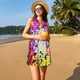 thumbnail image 3 of Fotbe Colorful Tie Dye Stained Glass 3 Vestido de Verano sin Mangas para Mujer – Vestido Midi Línea A, Estilo Camiseta Floral, Vestido Playero Casual y Fluido, 3 of 7
