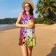 thumbnail image 3 of Easygdp Colorful Tie Dye Stained Glass 3 para Vestido Transpirable de Mujer, Vestido Suelto de Manga Corta con Pliegues y Bolsillos para el Verano, 3 of 7