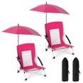 thumbnail image 1 of Costway 2 Pcs Chaise Parasol de Plage avec Parasol Hexagonal Accoudoirs Confortables Siège Respirant Rose, 1 of 10