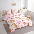 thumbnail image 2 of Erosebridal Kawaii Capybara kid Bedding Comforter Set, Love Heart Balloon King Bedding Sets, Pink, 7pcs, 2 of 7