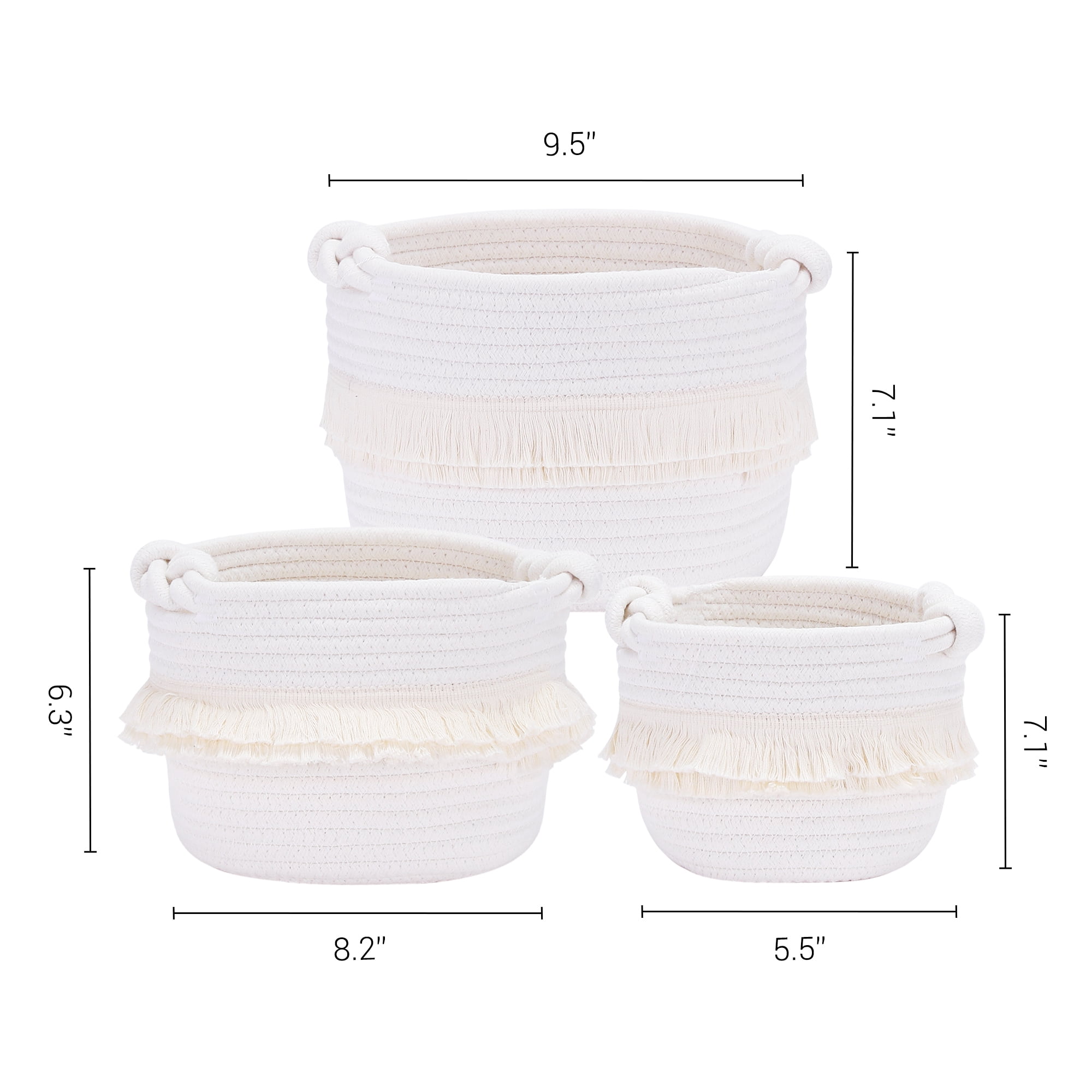 Unique Bargains 3 Pack Storage Basket Shelf Storage Bin Organizer Bin for Home White