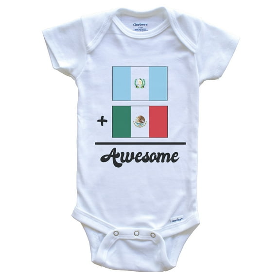 Guatemala Plus Mexico Equals Awesome Cute Guatemalan Mexican Flags Baby Bodysuit, 0-3 months white