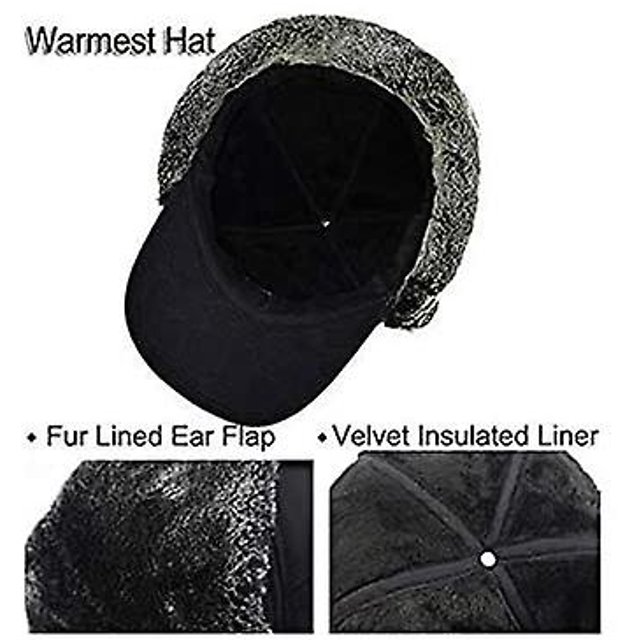 Sombrero de cazador cálido de invierno unisex 3 en 1 Sombrero de bombardero de piel sintética Orejera con máscara extraíble Sombrero de soldado a prueba de viento ZefeiWu 8390615823746