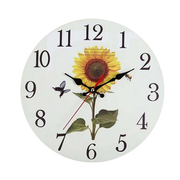 EGNMCR Alarm Clocks for Bedrooms, Clocks for Living Room 30cm European Retro Rustic Sunflower Wall Clock Home Living Room Decoration Wall Clock wall clock