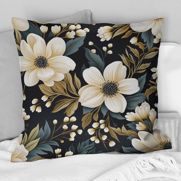 Designart "Timeless White and Green Floral Joy" Floral Printed Throw Pillow
