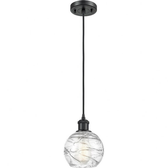 Innovations Lighting  Ballston Athens Deco Swirl - 1 Light 6" Cord Hung Mini Pendant Matte Black