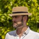 thumbnail image 5 of Women's 1920s Pork-Pie-Sun-Hat - Summer Straw Fedora Beach Sun Hat Boater Derby Cap with Band(M/L), 5 of 5