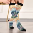 thumbnail image 5 of FORMRS Womens Knee High Socks Casual Long Thick Travel Daily Wear, 2 Pairs, Floral Mountain, 5 of 6
