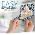 thumbnail image 6 of Mi Alma Vintage Blue Orange Tile Stickers - Removable Vinyl 4x4, 24 pcs, 6 of 9