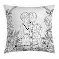 thumbnail image 1 of Doodle Throw Pillow Cushion Cover, Girlfriends with Conjoined Ponytails Hugging Friendship Coloring Book Style Design, Decorative Square Accent Pillow Case, 18 X 18 Inches, Black White, by Ambesonne, 1 of 2