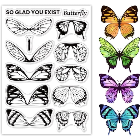 Butterflies Clear Stamps Silicone Transparent Stamps Card Making Decoration and DIY Scrapbooking