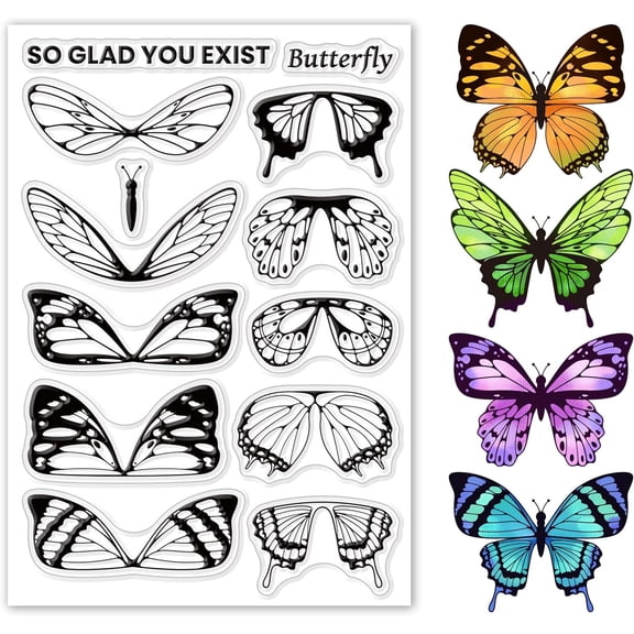 Butterflies Clear Stamps Silicone Transparent Stamps Card Making Decoration and DIY Scrapbooking