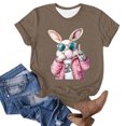 thumbnail image 4 of Cavosen Happy Easter Womens Tops Casual Short Sleeve Summer Bunny Print Pullover Shirts Round Neck Holiday Blouse Vacation Festival Tee Shirts Loose Dressy T Shirts Brown S, 4 of 4