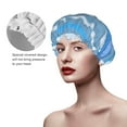 thumbnail image 4 of YFYANG Women's Double Waterproof Shower Cap, Blue Woven Stripes Reusable Hair Cap for All Hair Styles and Head Sizes, 4 of 9