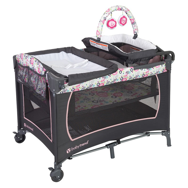 Nursery Center Playard Floral Garden Baby Trend Girl Sleep & Play Area Portable 