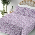 thumbnail image 3 of Ambesonne Nature Fitted & Flat Sheet with Shams 4 Pcs Set, Watercolor Petal Flowers Art, Calking, White Pale Lavender, 3 of 5