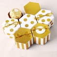 thumbnail image 3 of Caja de dulces hexagonal de papel kraft, 50 unidades, para guardar dulces, regalo, mini azucarero para fiestas (raya, hilo dorado), 3 of 8