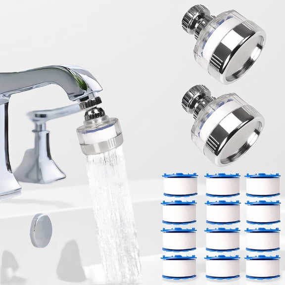 14 Sink Faucet Water Filter Set with 12 Replacement Cartridges, ° Rotating Tap Filter for Kitchen and Bathroom