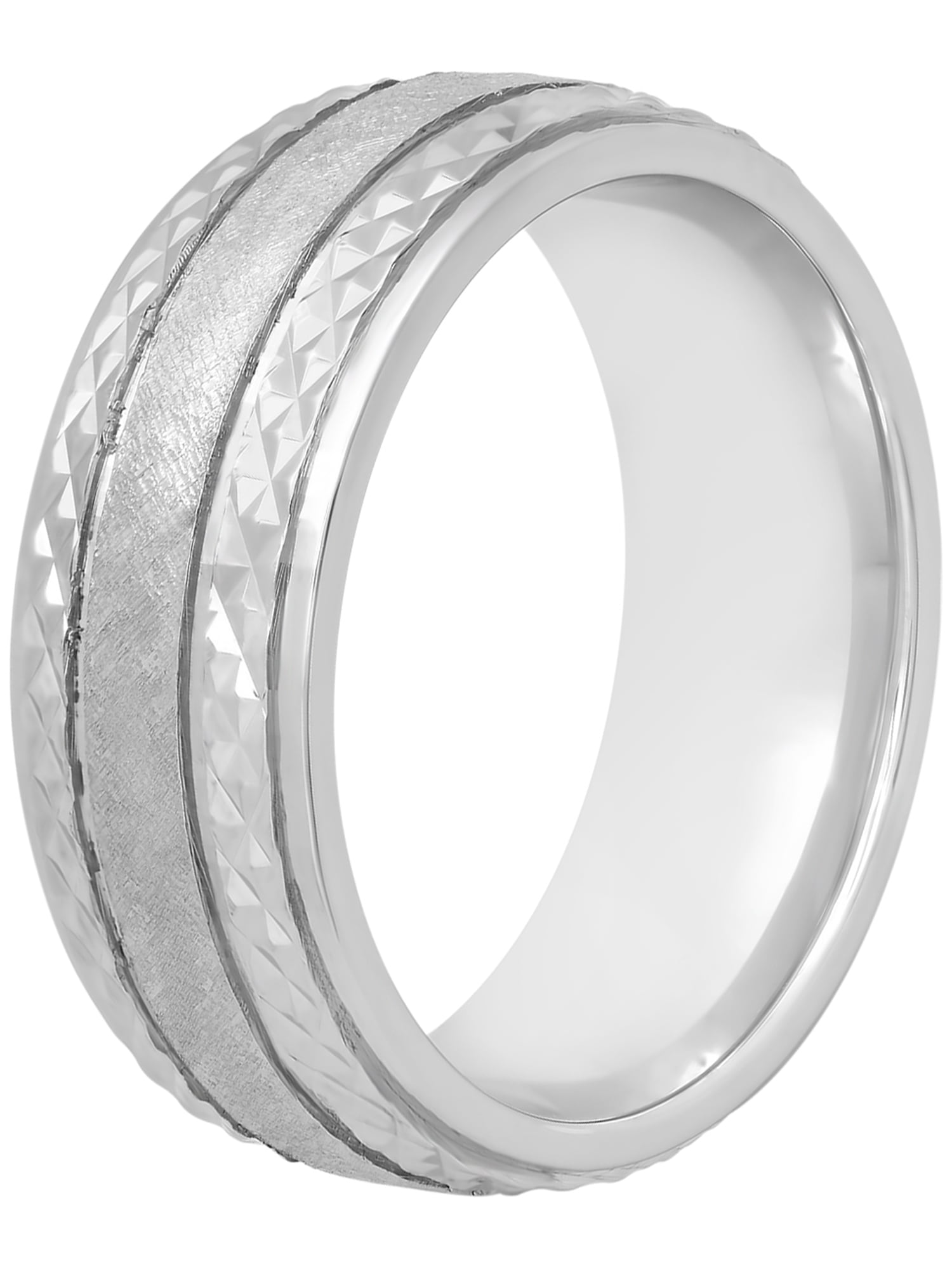 Jewelry Stores Network 7mm Sterling Silver Brushed Center Groove Wedding Band Ring