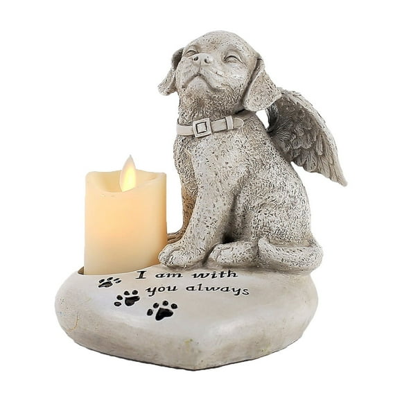 Aihimol Dog Memorial Gifts - Forever My Guardian Angel,Dog Tombstone Statue with LED Candle - Pet Memorial Stone