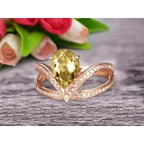 8x5mm Pear Shape 2 Carat Champagne Diamond Moissanite Engagement Ring Wedding Ring Anniversary Ring On 10k Rose Gold Curved V Split Shank Band Glaring Staggering Ring