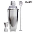 thumbnail image 1 of 3 Piece Cocktail Shaker Bar Tools Set Brushed Stainless Steel Bartender Kit, with Cocktail Shaker, Measuring Cup and Bar Spoon 750ml, 1 of 5