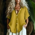 thumbnail image 2 of Vestidos Casuales Para Mujer, Blusas De Mujer De Moda Camisa de botones lisa de moda para mujer, blusa holgada con cuello en V para mujer, 2 of 6
