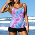 thumbnail image 5 of QUNYINEY 2 Piece Womens Tankini Swimsuits Tummy Control Tie Dye Beach Swimwear High Waisted Crew Neck Modest Swimsuit Sets, 5 of 8