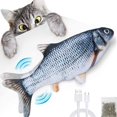 thumbnail image 1 of ouet Juguetes para gatos, simulación realista, juguetes electrónicos para peces, juguete para gatos en movimiento, juguete para gatitos recargable por USB con 2 hierba gatera, juguete interactivo par, 1 of 5