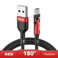 thumbnail image 1 of Elough Rotate USB Tipo C Cable para Huawei Xiaomi Poco 3A Carga rápida USB-C Tipo-C 180 Grados Teléfono móvil Cable Cable de datos Tan Jianjun unisex, 1 of 2