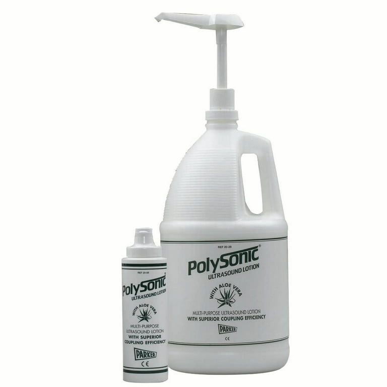 Polysonic ultrasound lotion with aloe vera, 1 gallon with refillable dispenser bottle (Dispenser pump not included) - 4 units