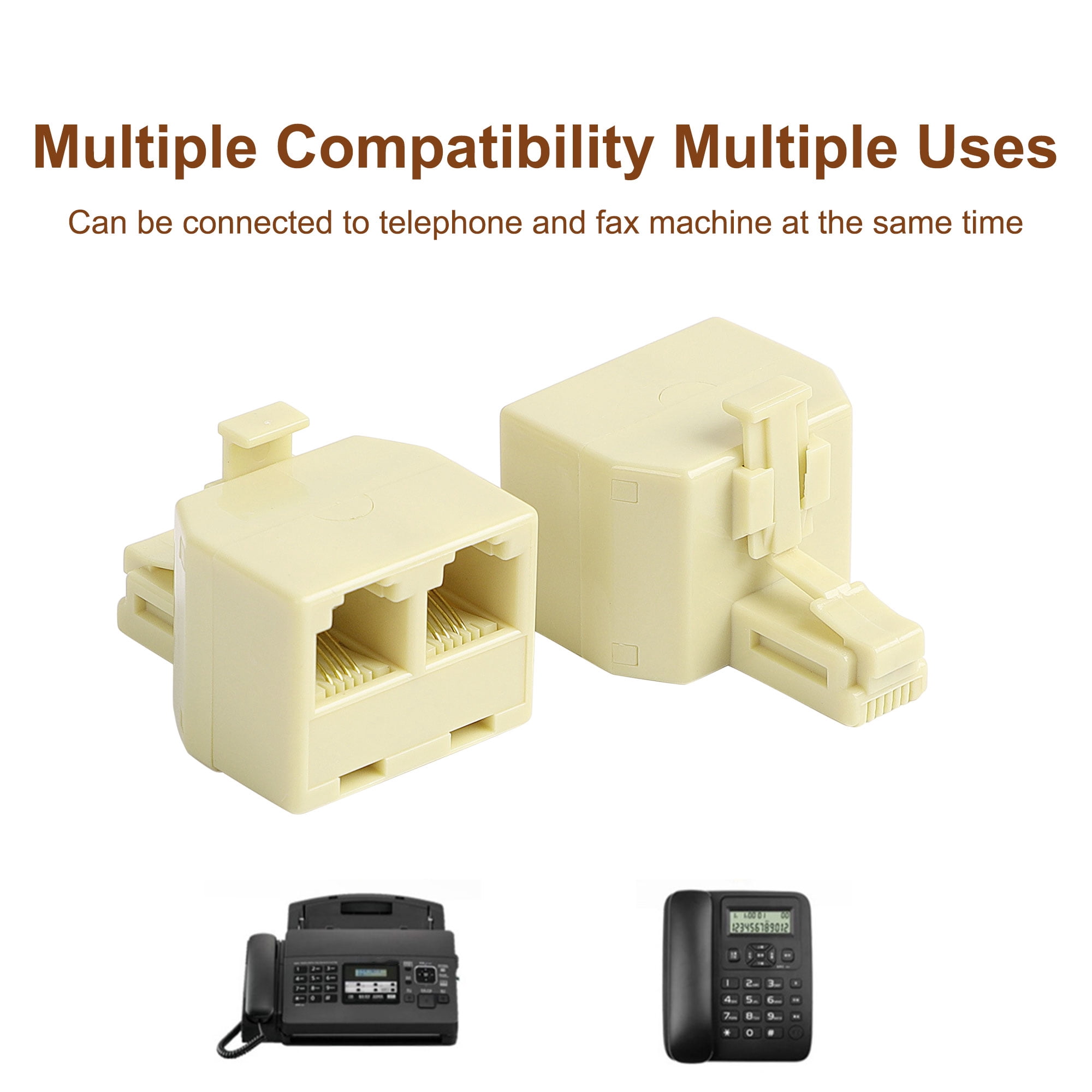 Unique Bargains RJ11 Telephone Connectors 4P 1 Male to 2 Female Plug Splitter