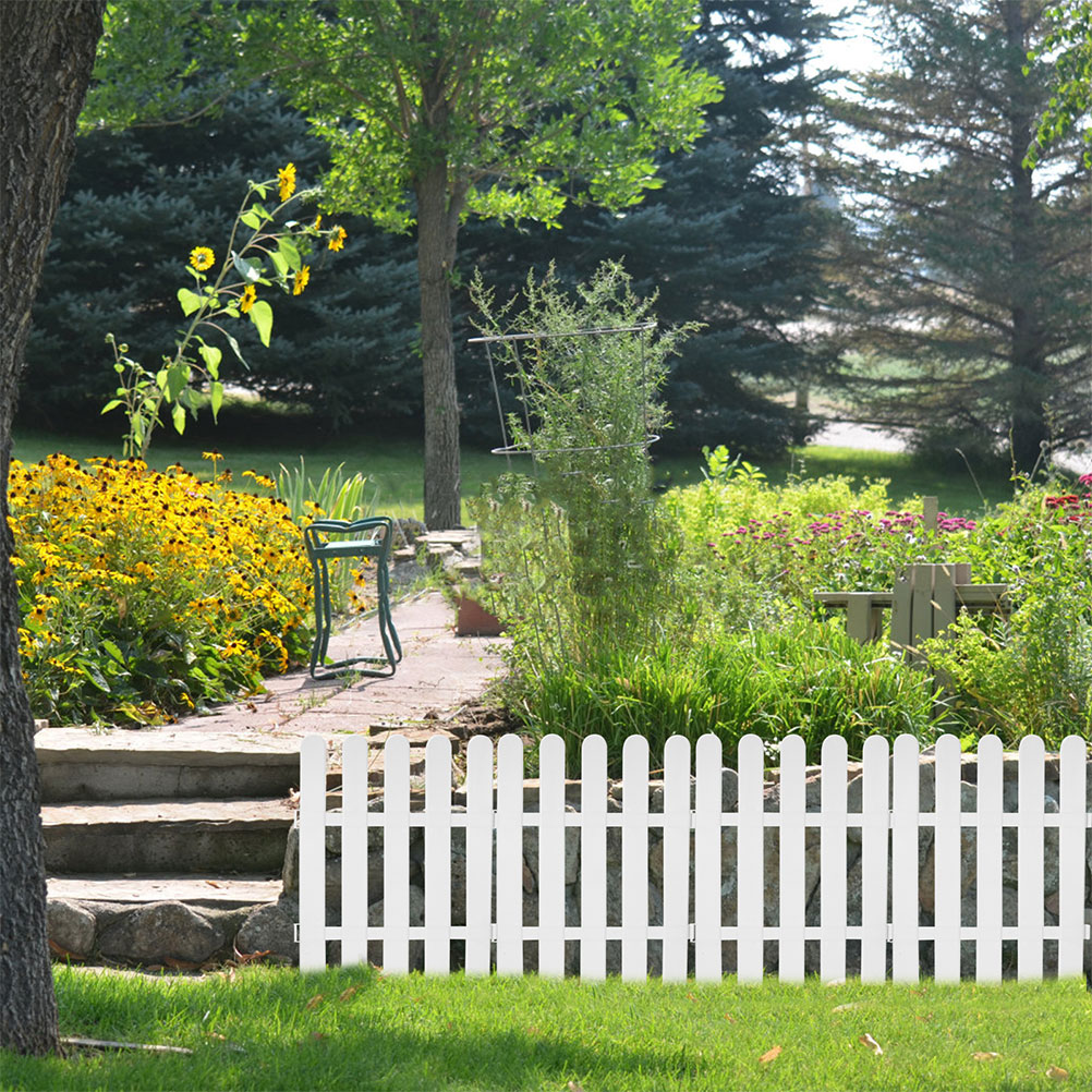 ETHZZLE 2Pcs Flowerbed Fence Border PVC Decorative Use White Outdoor Decor