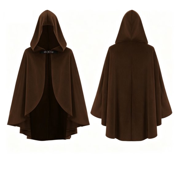 Wizard Robe Shoulder, Cover Short Hooded, Cloak Medieval, Medieval Hooded Short, Medieval Hooded Short Cloak Renaissance Cape Wizard Robe Shoulder Cover for Renaissance Fair, Brown One Size