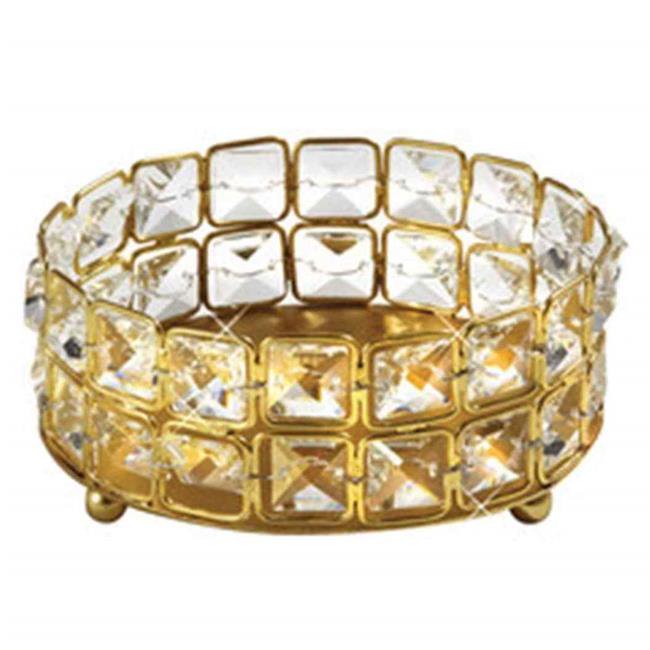 4.75 in. Crystal Wine Candle Holder Coaster, Gold