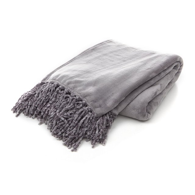 Gouchee Home Plush Throw Blanket – Silver Ultra-Soft Decorative Couch & Bed Throw with Tassels