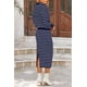 thumbnail image 2 of Conjunto de suéter PRETTYGARDEN para mujer, falda midi de punto a rayas, azul, 2 of 9
