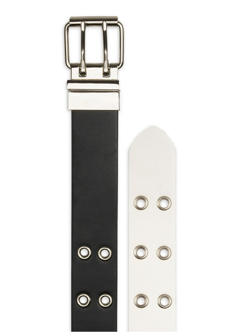 No Boundaries Women's Reversible Double Grommet Belt Black