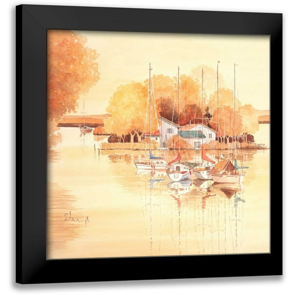 Franz, Heigl 12x12 Black Modern Framed Museum Art Print Titled - Seaside II