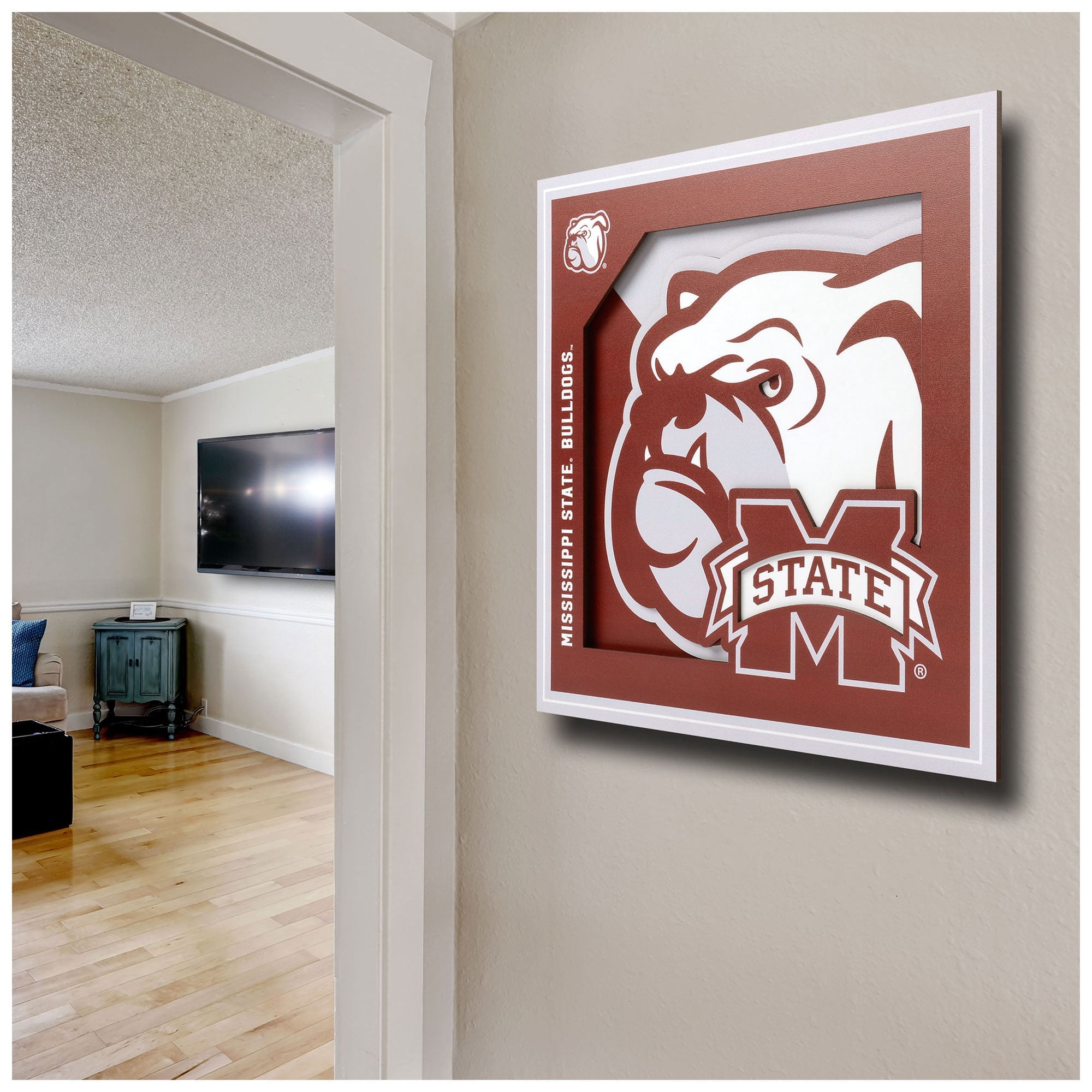 Mississippi State Bulldogs 12'' x 12'' 3D Logo Wall Art