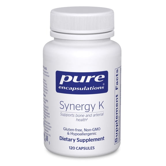Pure Encapsulations Synergy K - with Vitamin K1, K2 & D3 - Supports Bones, Blood Vessels, Vascular Elasticity & Calcium Utilization* - Includes Cholecalciferol - Gluten Free & Non-GMO - 120 Capsules